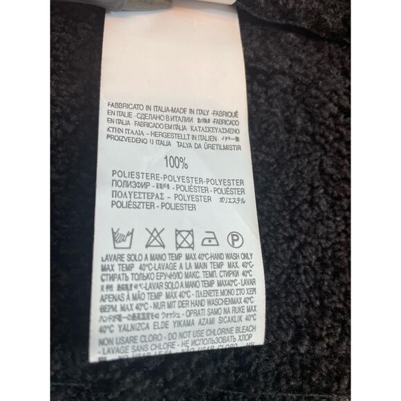 Rinascimento Jacket Medium Black Faux Leather Sherpa Lined Moto Waterfall Drape - Picture 7 of 7